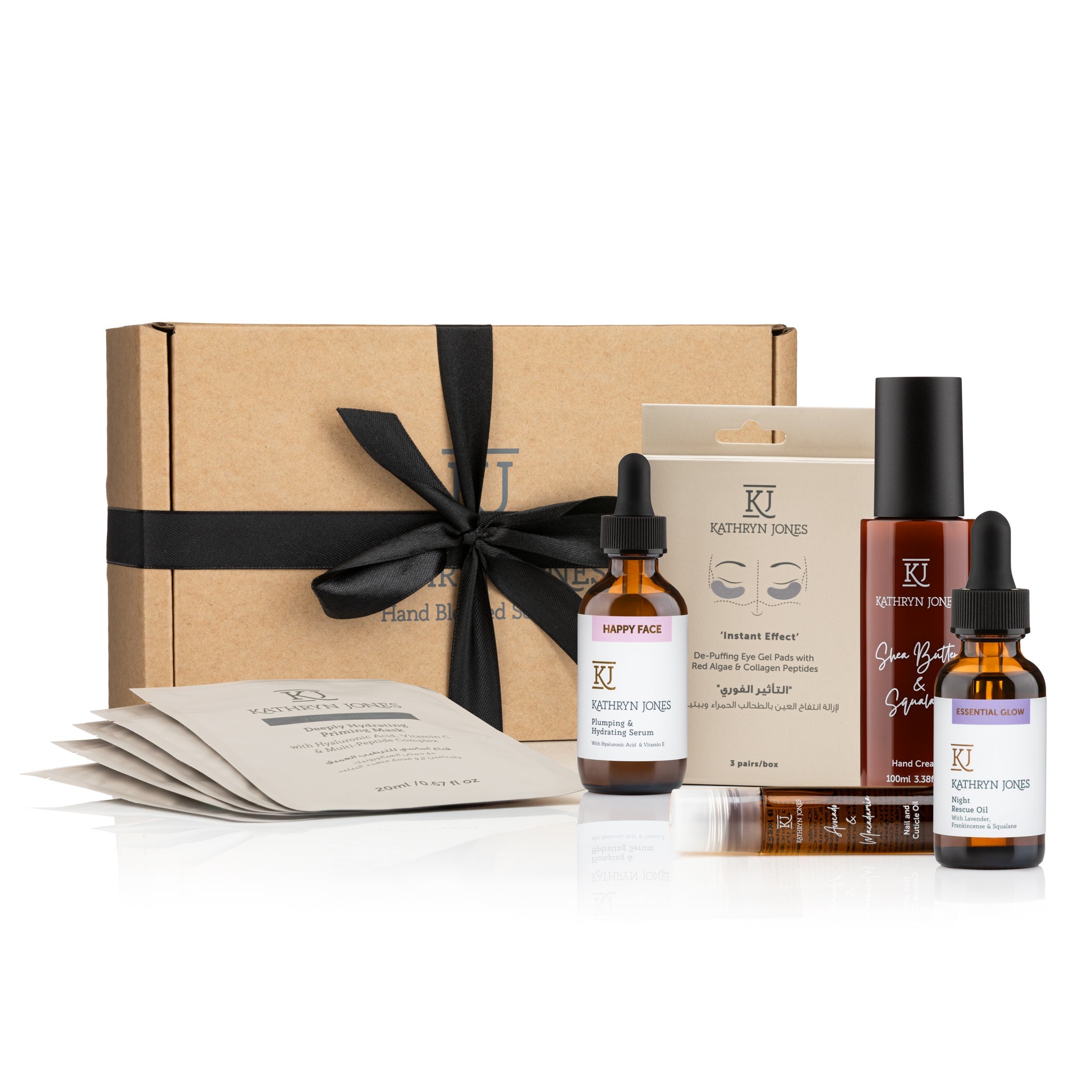 KJ Serums gift sets with skincare bundles wrapped for gifting