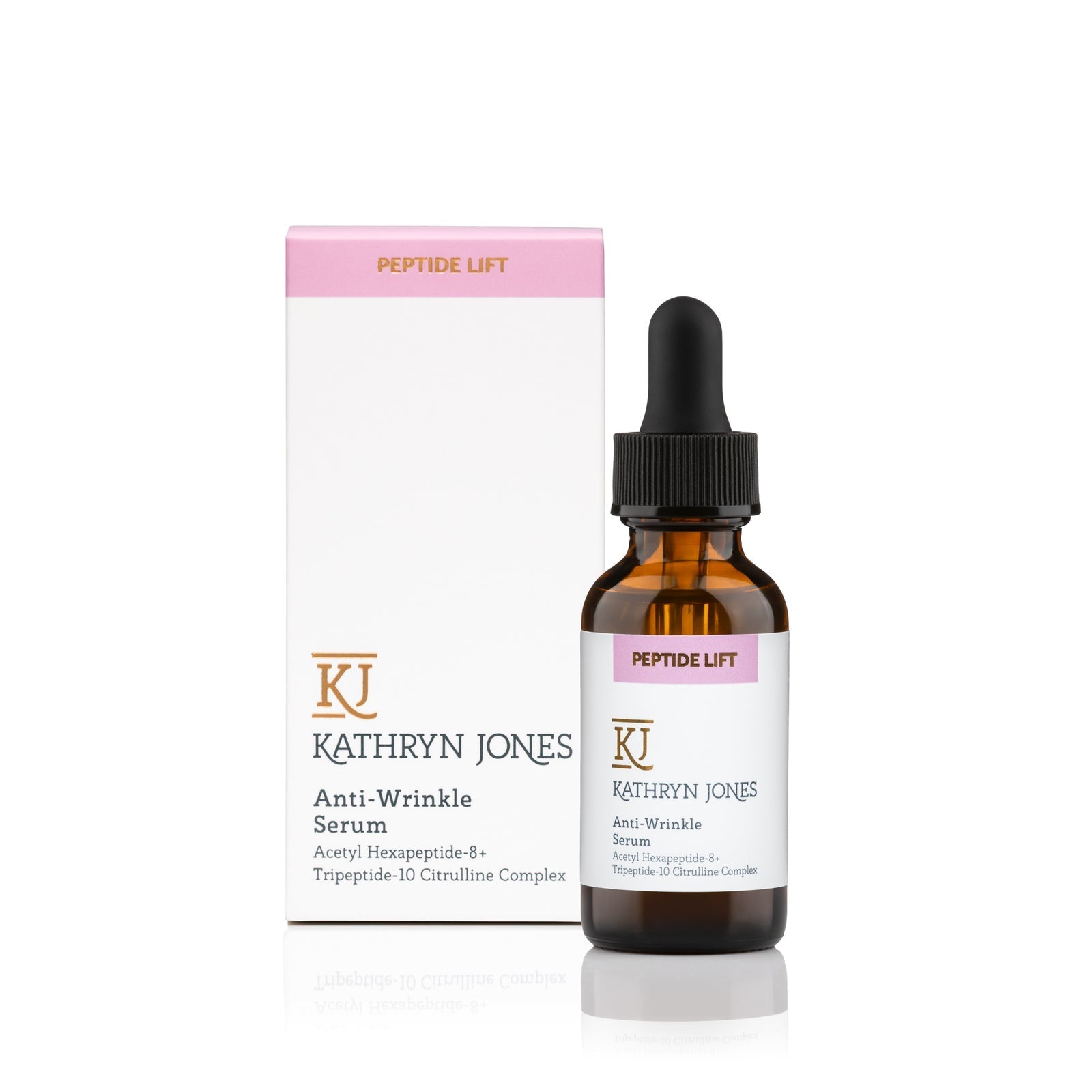 Kathryn Jones anti-wrinkle serum bottle and packaging on a white background