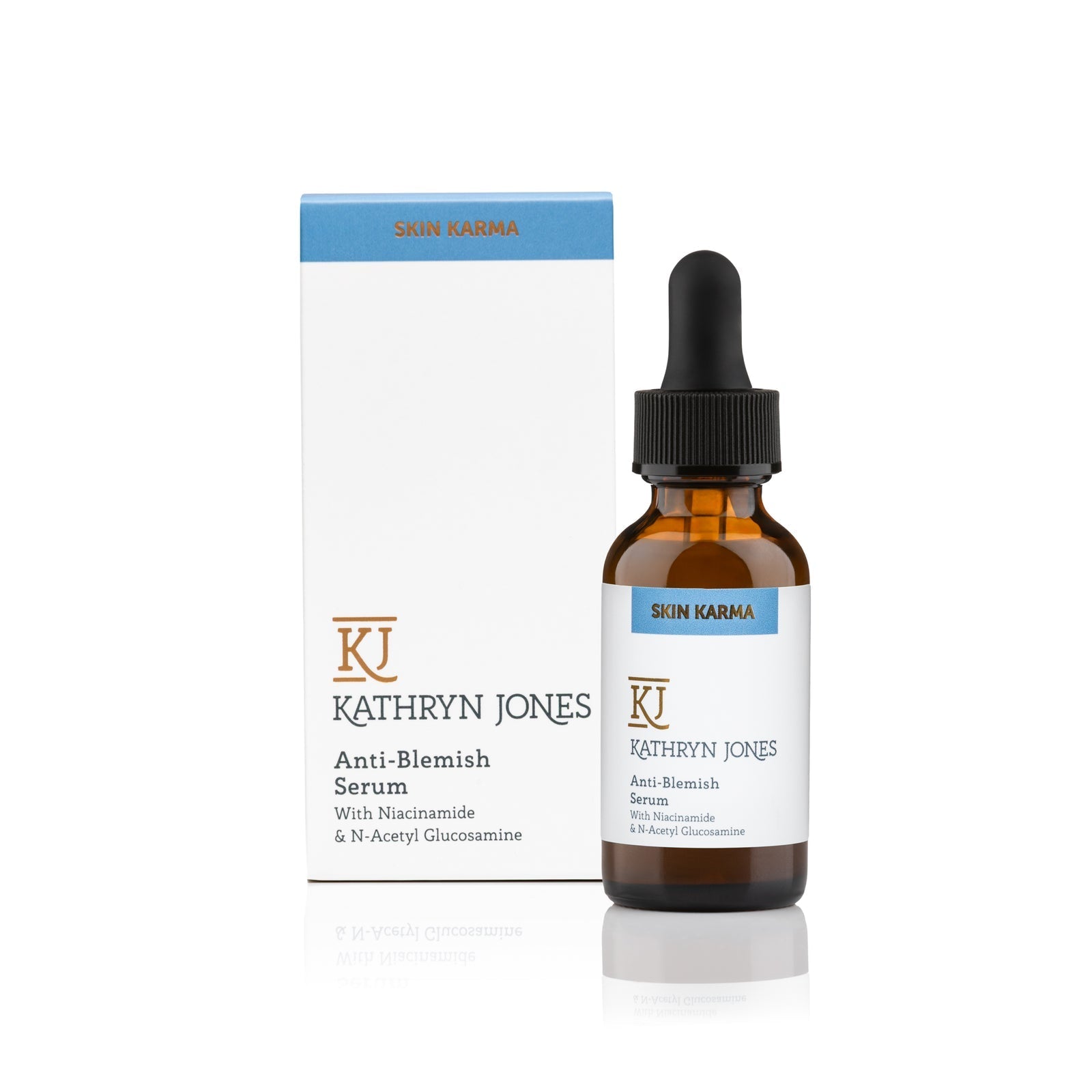 Kathryn Jones Anti-Blemish Serum bottle and packaging on a white background