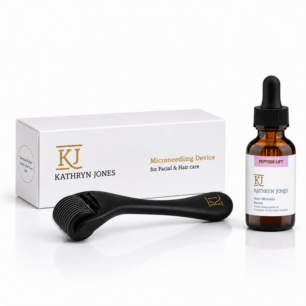 KJ Serums Collagen Boost Kit with Peptide Lift Serum and Microneedling Device