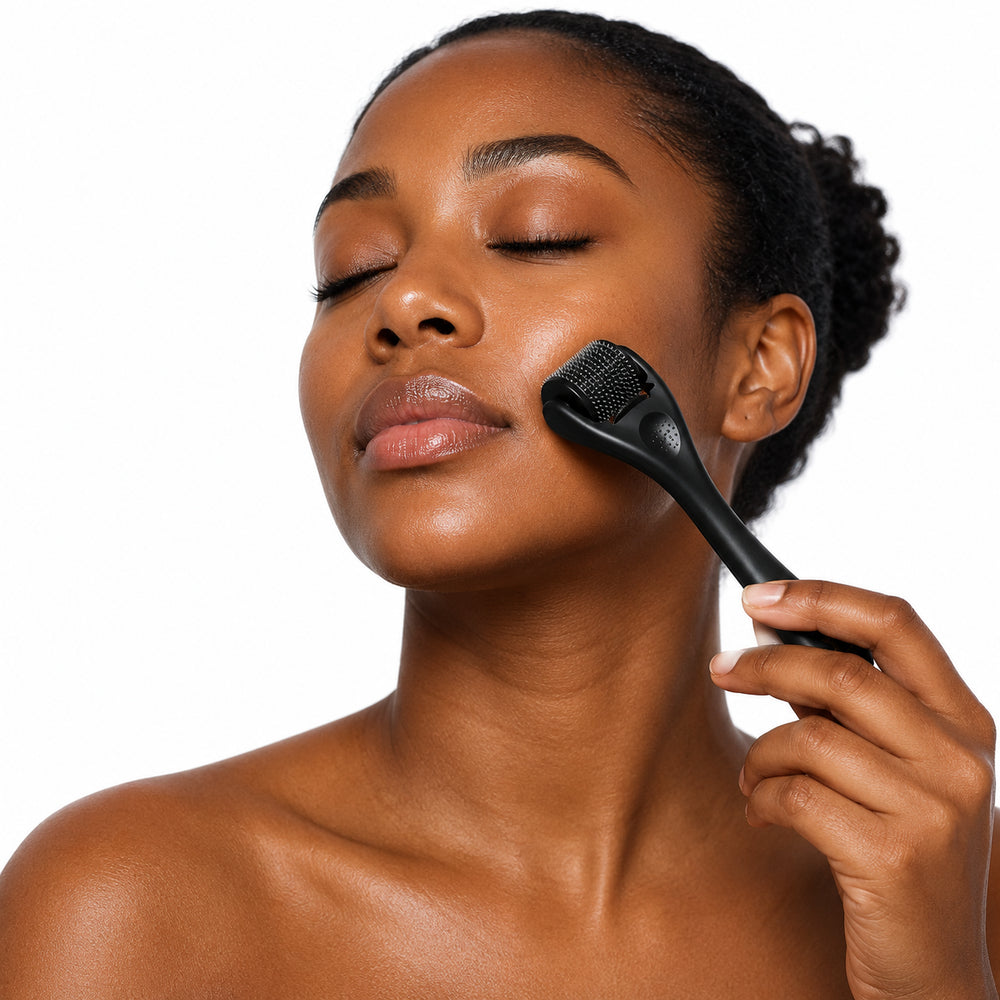 Woman using a Kathryn Jones Microneedling device