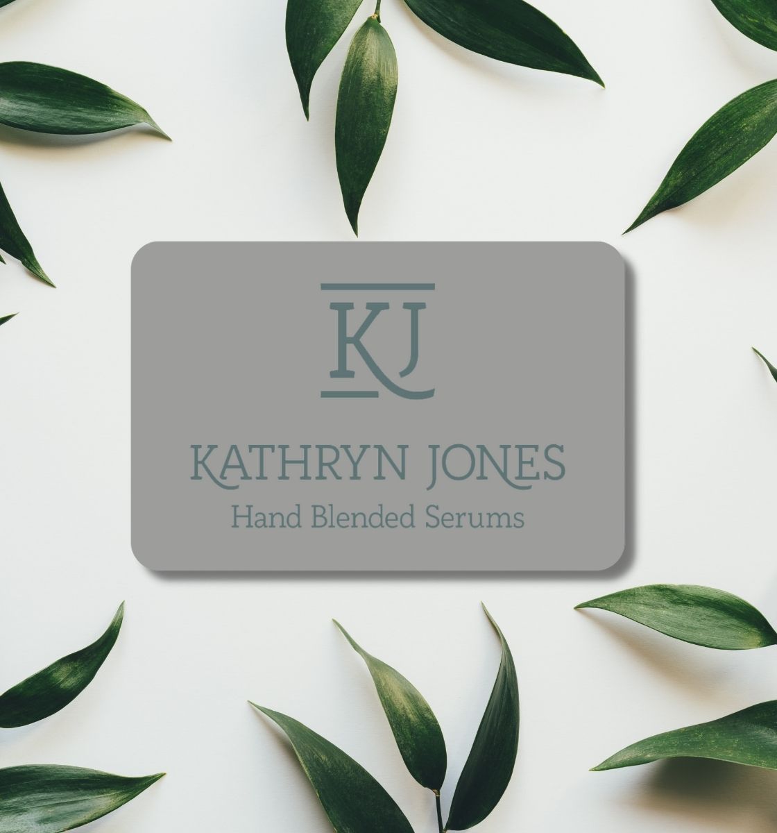KJ Serums gift card featuring foliage design – beauty gift card