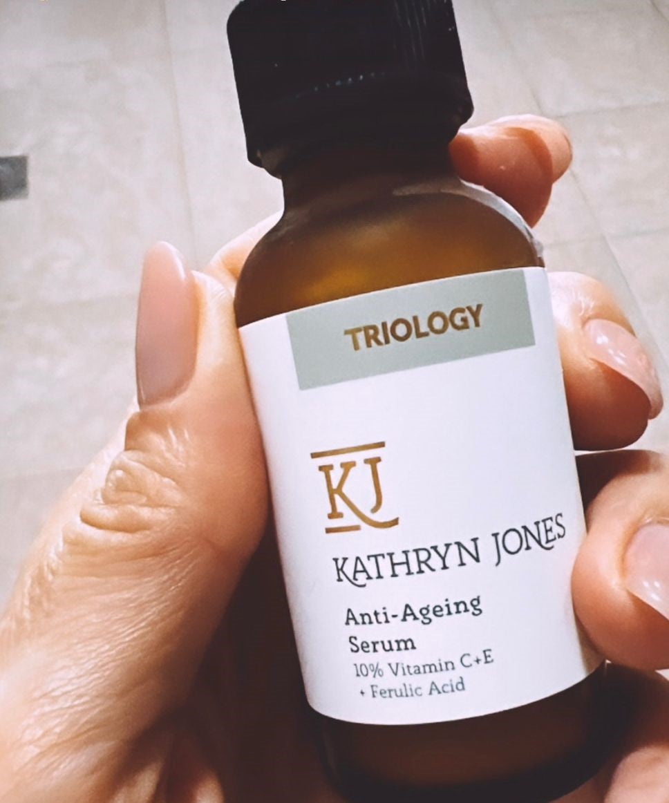 Triology Serum. Recommended Vitamin C Serum by KJ Serums. 10% Vitamin C+E and Ferulic Acid. Best Vitamin C Serum for all Ages. 